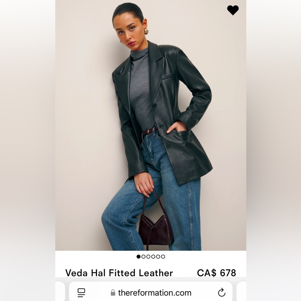 NWOT Reformation Veda Hal Fitted Leather Blazer. Size Large. Sold out.